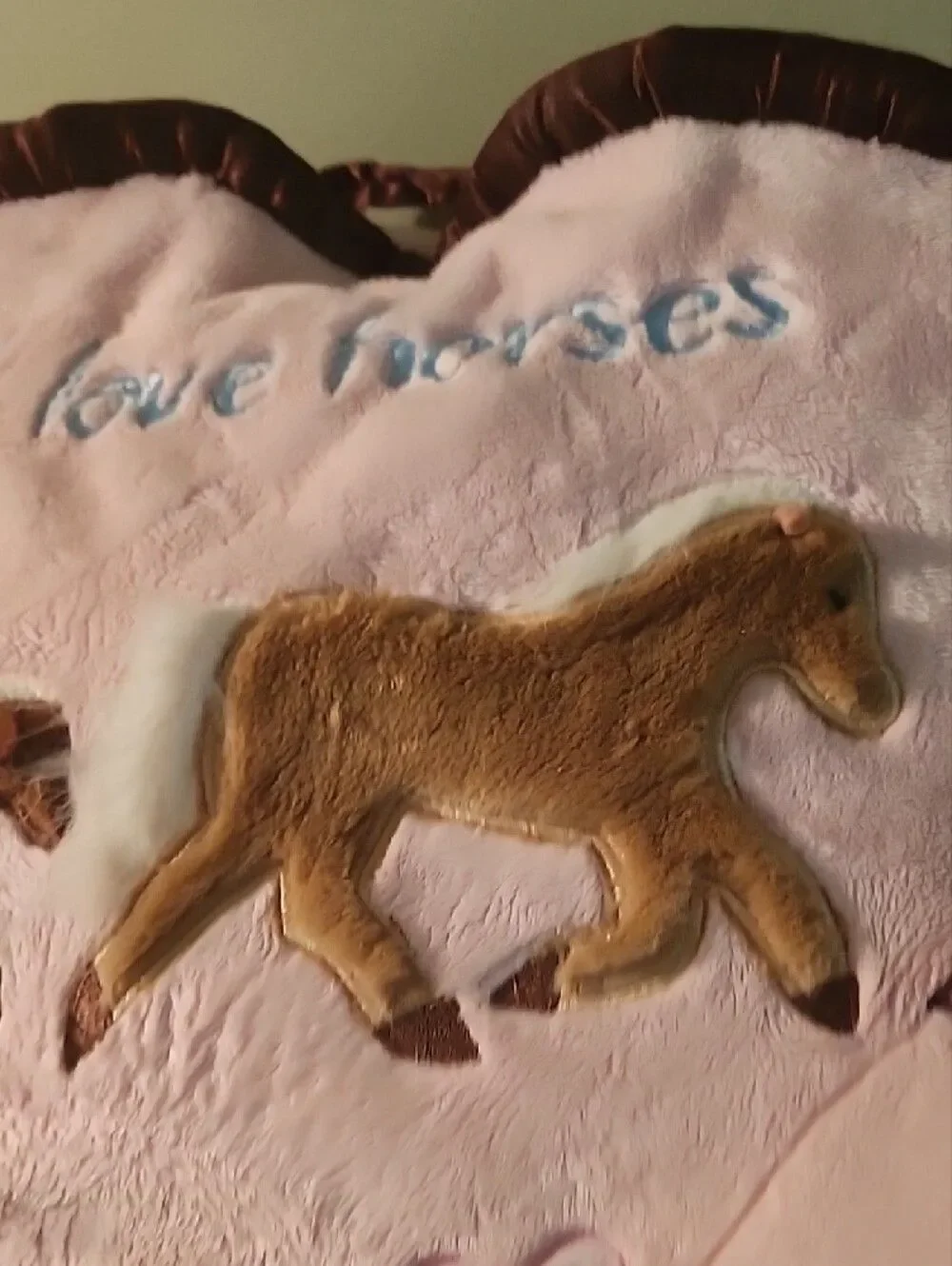 Pink 'I Love Horses' Plush Back Rest Pillow